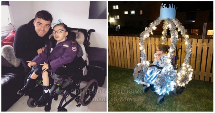 Pai transforma cadeira de rodas da filha em carruagem da Cinderela