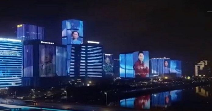 China projeta em edifícios rostos de médicos que ajudaram no combate da COVID-19