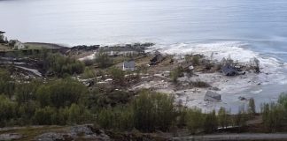 Vídeo chocante mostra deslizamento de terra na Noruega levando 8 casas para o mar