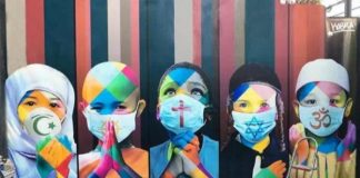 Eduardo Kobra retrata as 5 maiores religiões do planeta unidas contra o coronavírus em mural