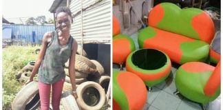 Artesã africana transforma pneus velhos que iriam para o lixo em móveis cheios de personalidade