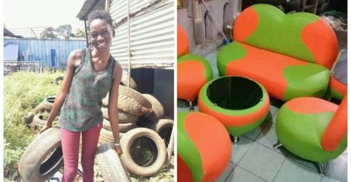Artesã africana transforma pneus velhos que iriam para o lixo em móveis cheios de personalidade