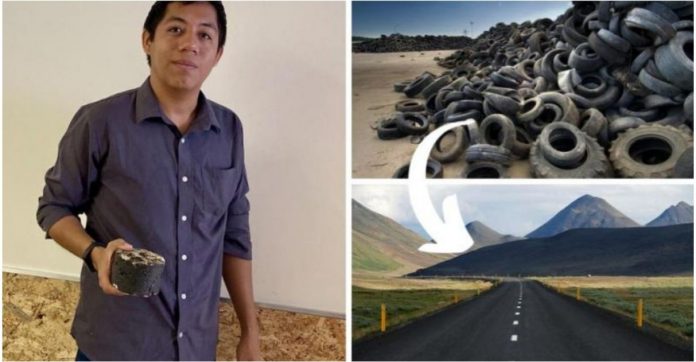 Jovem mexicano desenvolve asfalto com pneus usados que se regenera com água da chuva