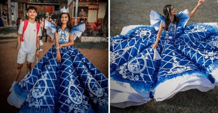 Irmão desenha e confecciona vestido especial para irmã usar no baile de formatura da escola