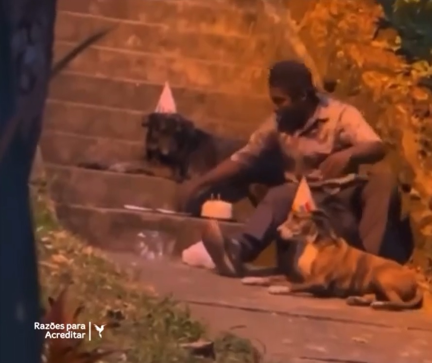 agrandeartedeserfeliz.com - Morador de rua comemora aniversário de seu cachorrinho e emociona web [VIDEO]