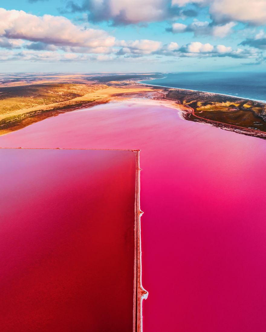 agrandeartedeserfeliz.com - Fotógrafo captura imagens impressionantes da Lagoa Pink Hutt, na Austrália; veja fotos