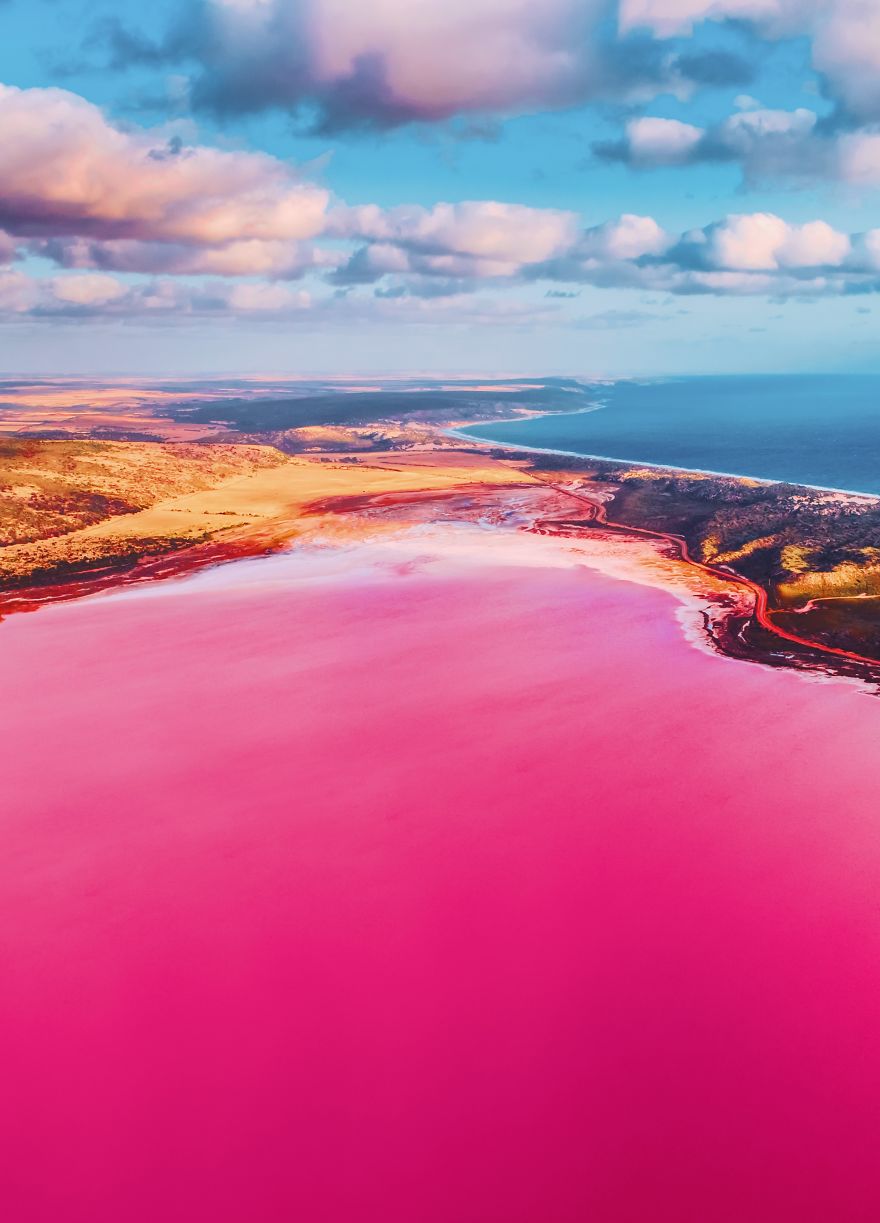 agrandeartedeserfeliz.com - Fotógrafo captura imagens impressionantes da Lagoa Pink Hutt, na Austrália; veja fotos