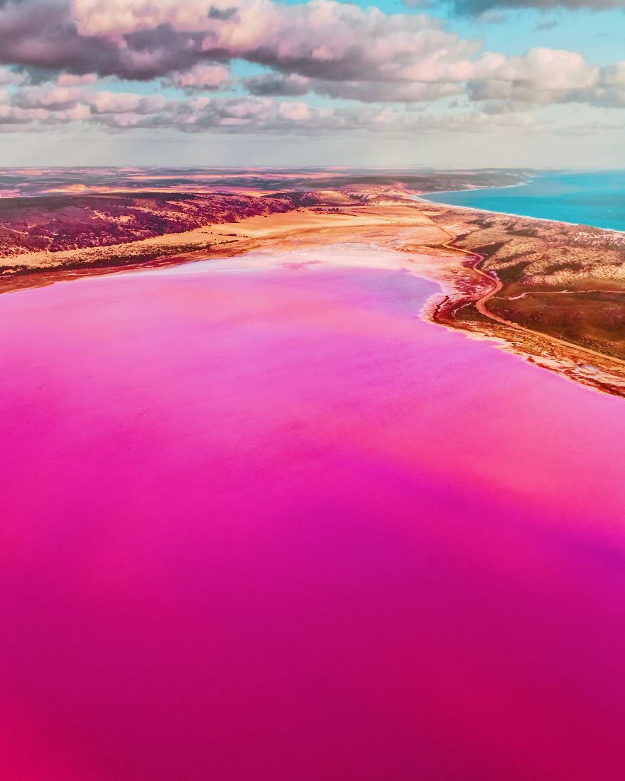 agrandeartedeserfeliz.com - Fotógrafo captura imagens impressionantes da Lagoa Pink Hutt, na Austrália; veja fotos