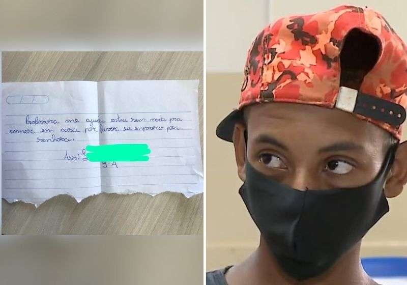agrandeartedeserfeliz.com - Estudante que escreveu bilhete implorando por comida à professora ganha vaquinha no Paraná