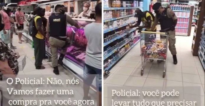 Policial faz super-compra para rapaz carente que o abordou pedindo apenas um saco de feijão