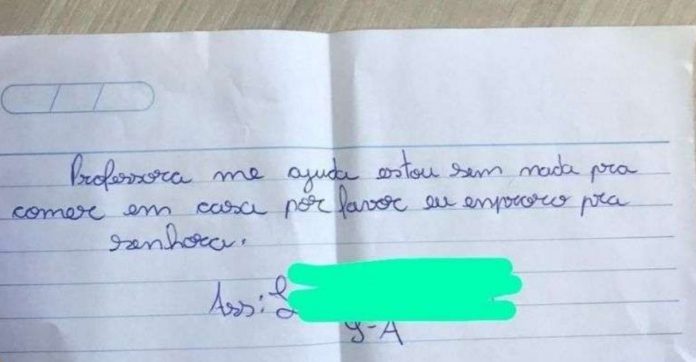 Estudante que escreveu bilhete implorando por comida à professora ganha vaquinha no Paraná