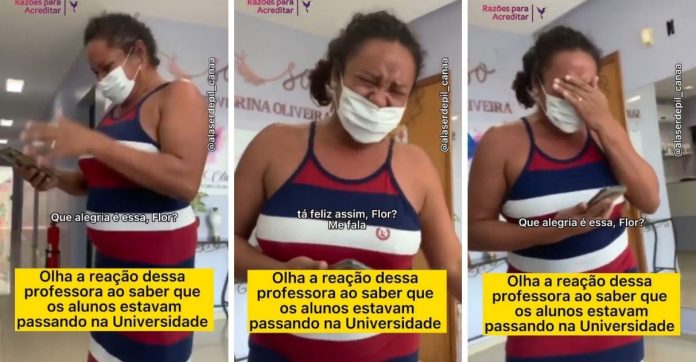 Professora de escola pública chora ao descobrir que seus alunos passaram no vestibular [VIDEO]