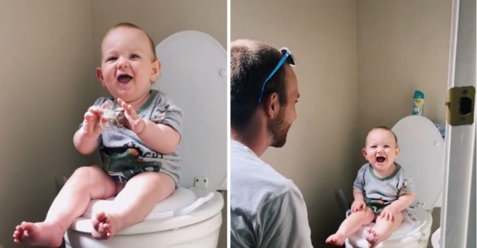 Mãe ensina seu bebê de 8 meses a usar o banheiro e assim gasta menos fraldas