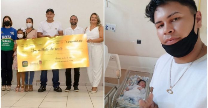 Jovem de 21 anos ganha R$ 1 milhão em sorteio minutos depois do filho nascer no Paraná