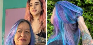 Filha viraliza ao pintar cabelo da mãe com as cores roxo e azul: ‘Ficou chique!’ [VIDEO]