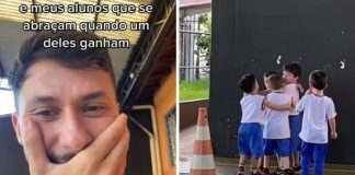 Em vídeo, professor se emociona com sensibilidade dos alunos: ‘Eles se abraçam quando um ganha’