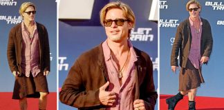 Brad Pitt surpreendeu ao chegar à estreia de saia e camisa rosa