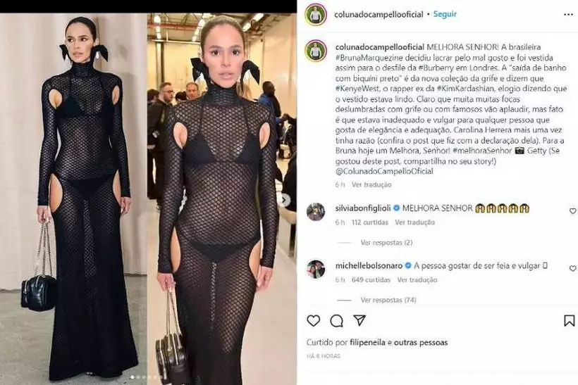 agrandeartedeserfeliz.com - Com look hollywoodiano, Bruna Marqueezine é chamada de "feia e vulgar" por Michelle Bolsonaro